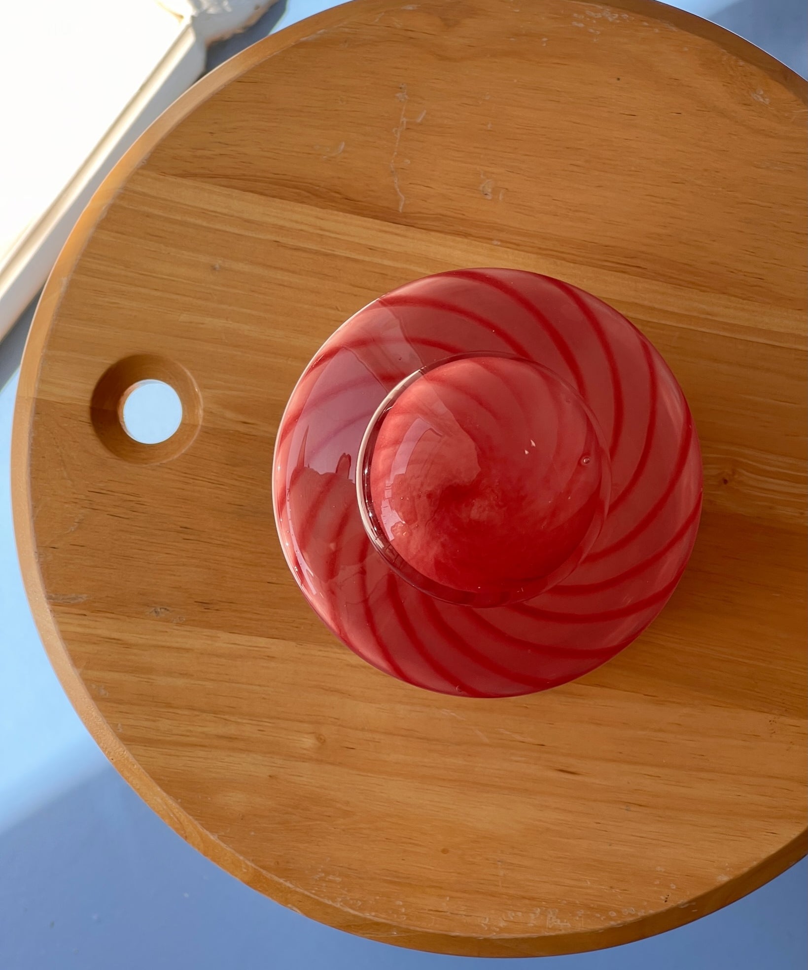 Vintage pink swirl Murano bonbonniere