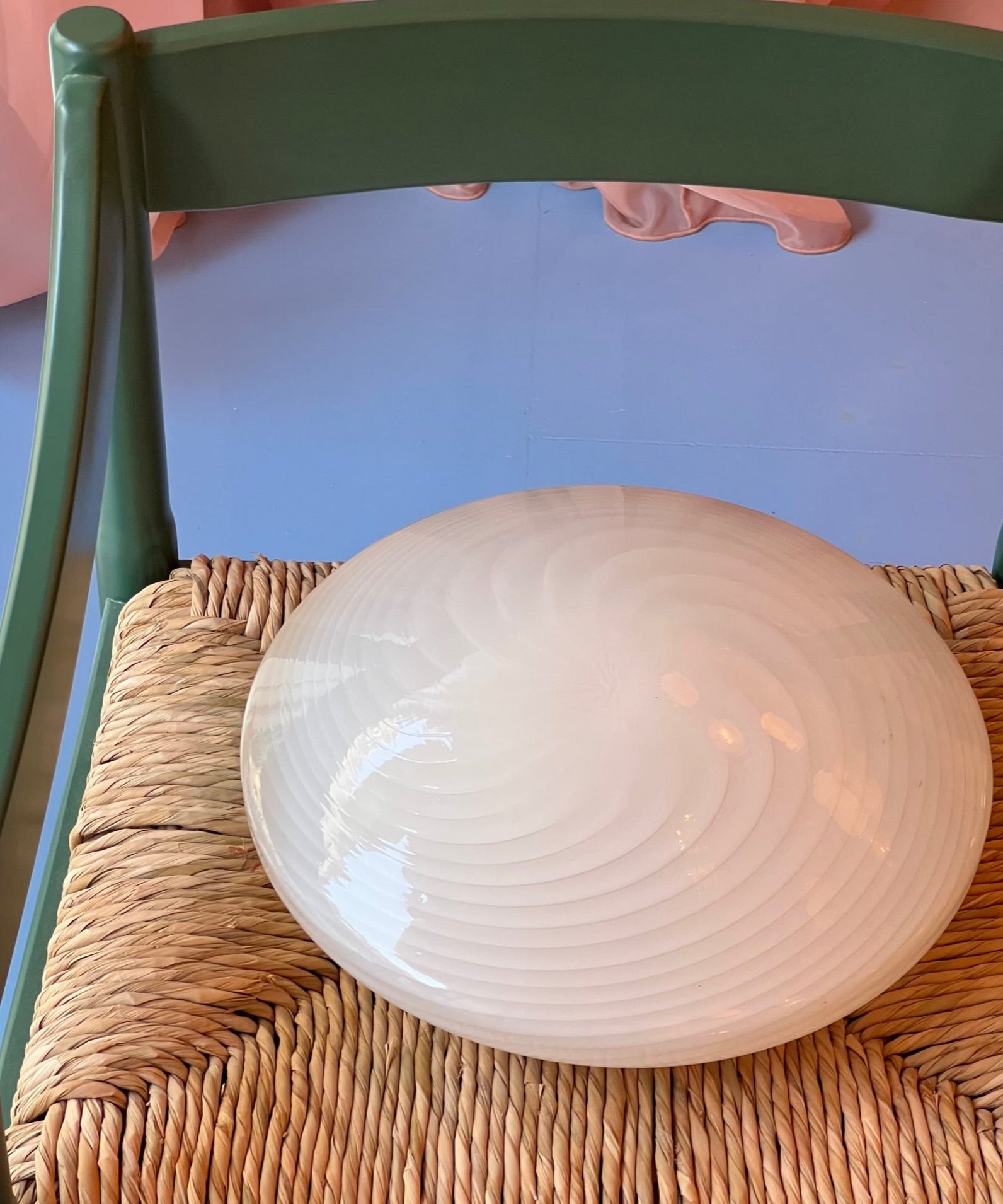 Vintage Murano white swirl ceiling/wall lamp (D34)