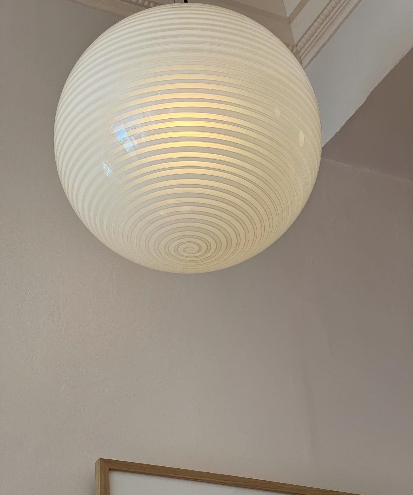 Vintage Murano white spiral ceiling lamp (D40)