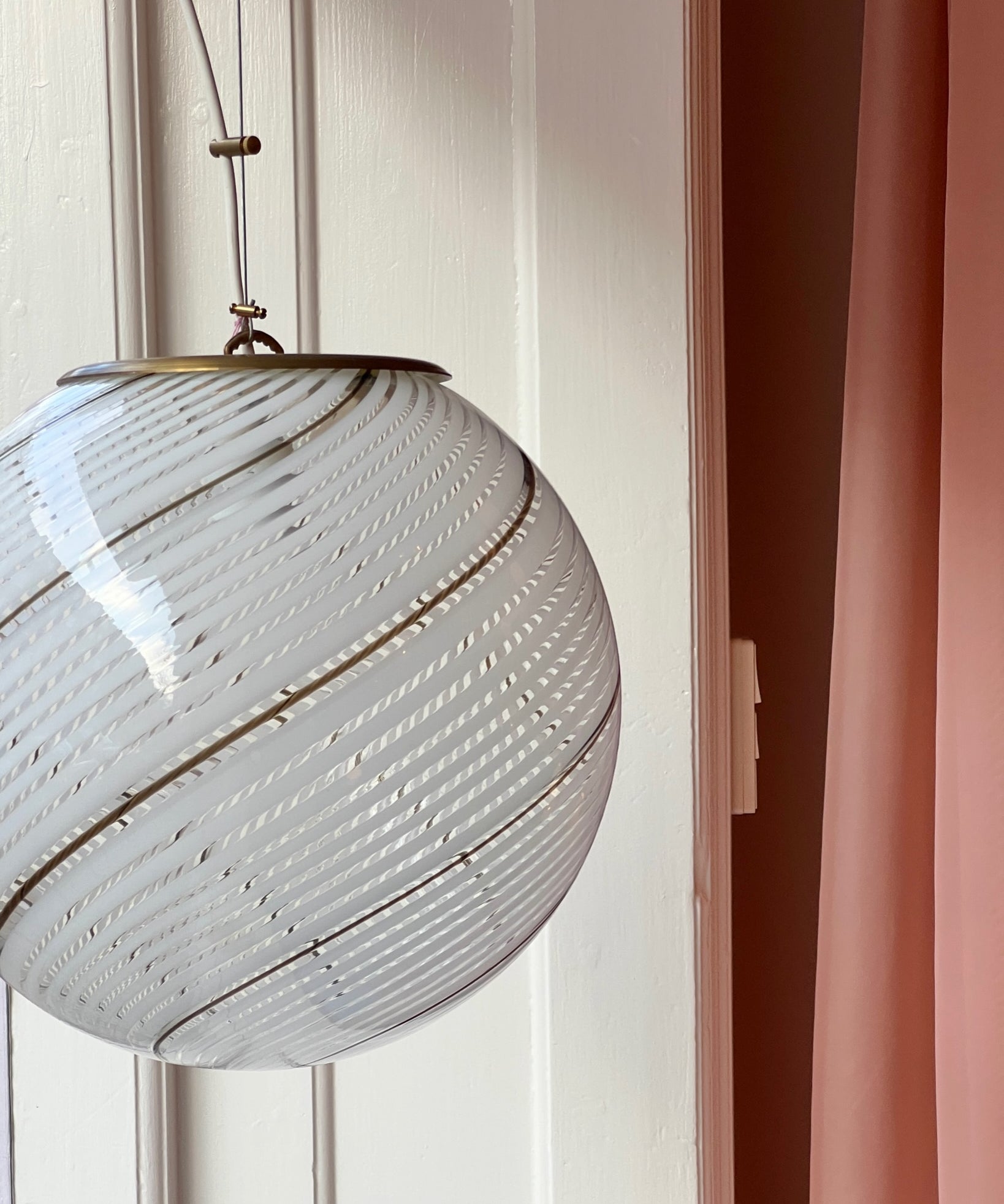Vintage Murano white/brown/transparent ceiling lamp (D35)
