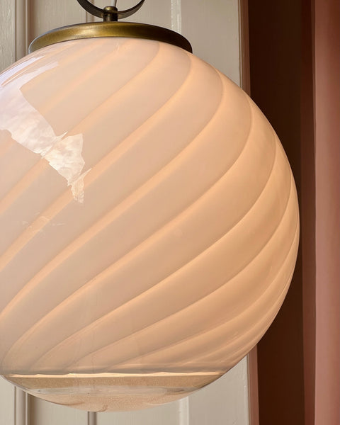 Vintage white swirl / clear Murano ceiling lamp (D40)