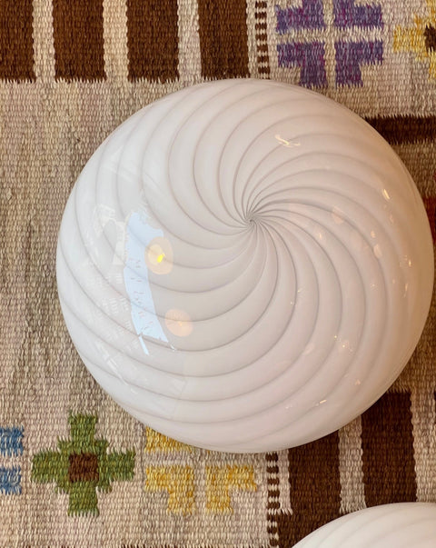 Vintage Murano white swirl ceiling/wall lamp (D40)