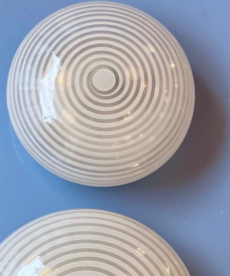 Vintage Murano white swirl ceiling/wall lamp (D25)