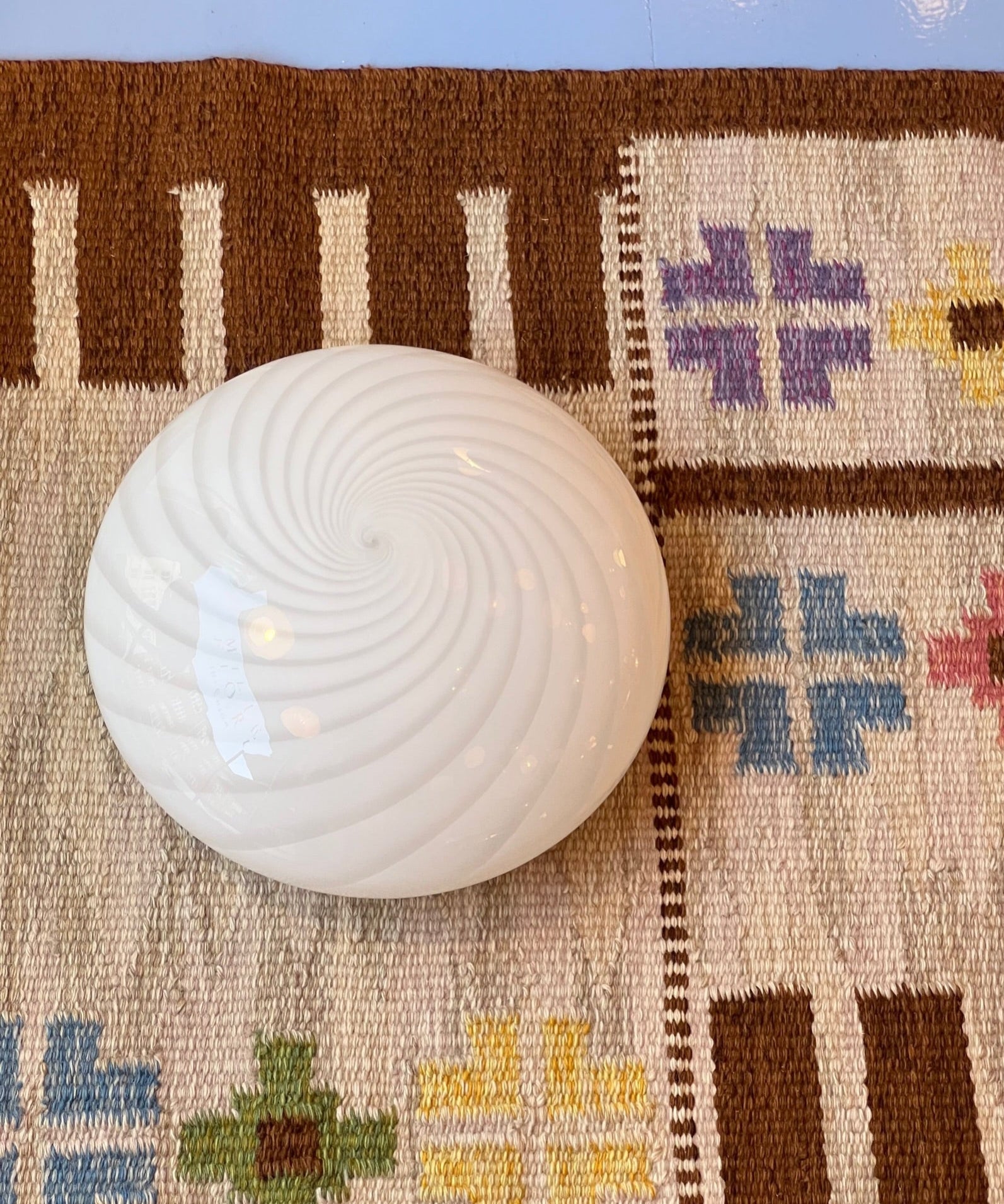Vintage Murano white swirl ceiling/wall lamp (D26)