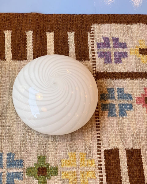Vintage Murano white swirl ceiling/wall lamp (D26)