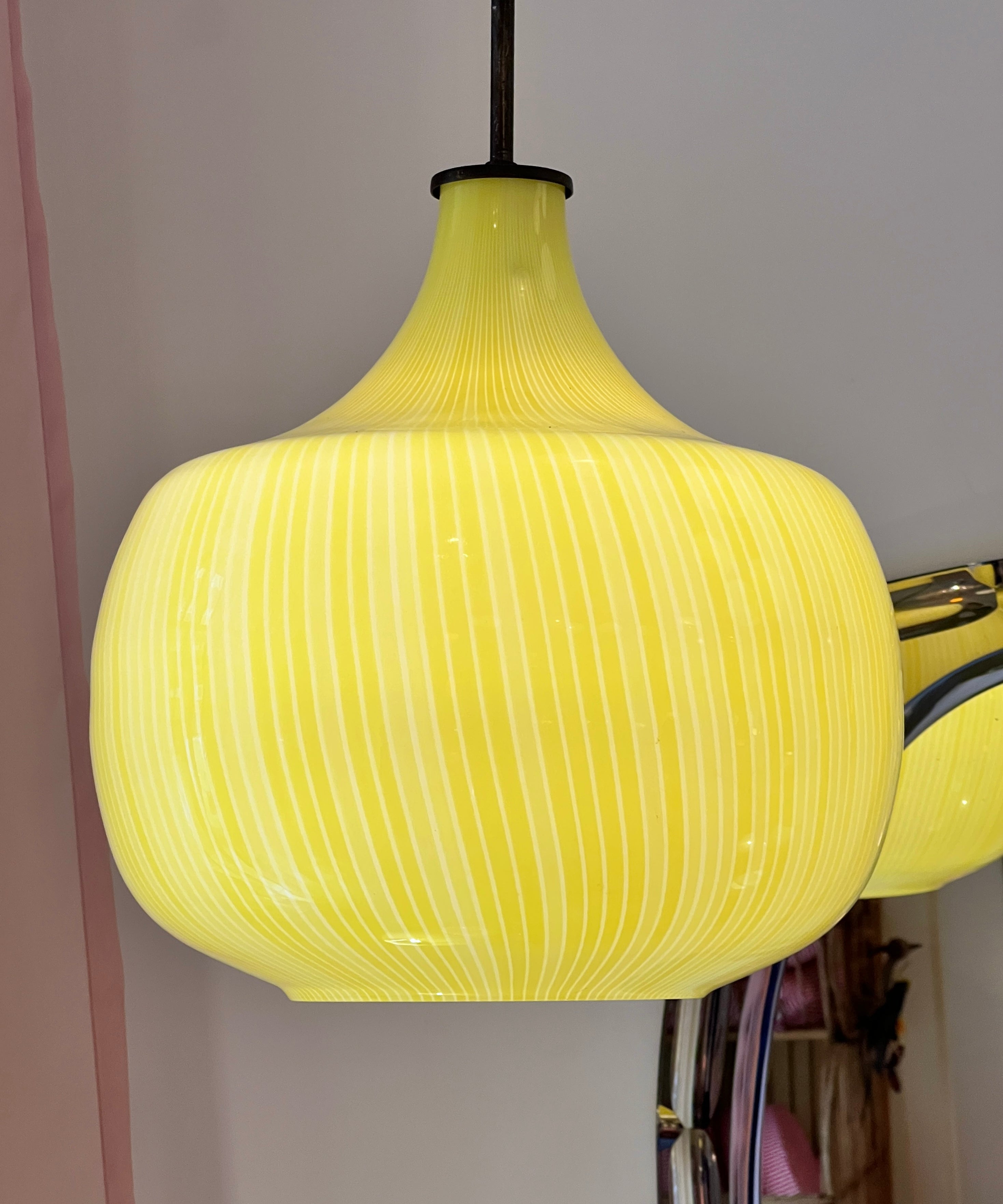 Vintage Massimo Vignelli yellow ceiling lamp (D35)