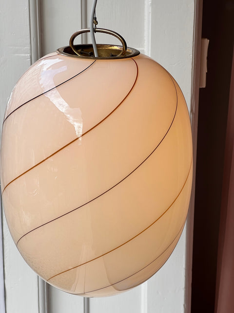 Vintage Murano cream/brown swirl ceiling lamp (H42)