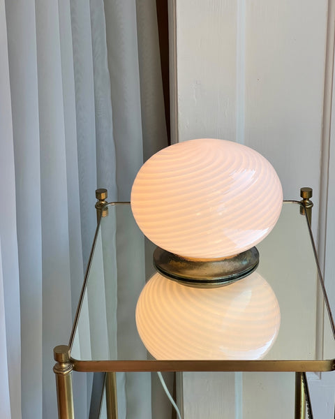 Vintage white swirl Murano table lamp