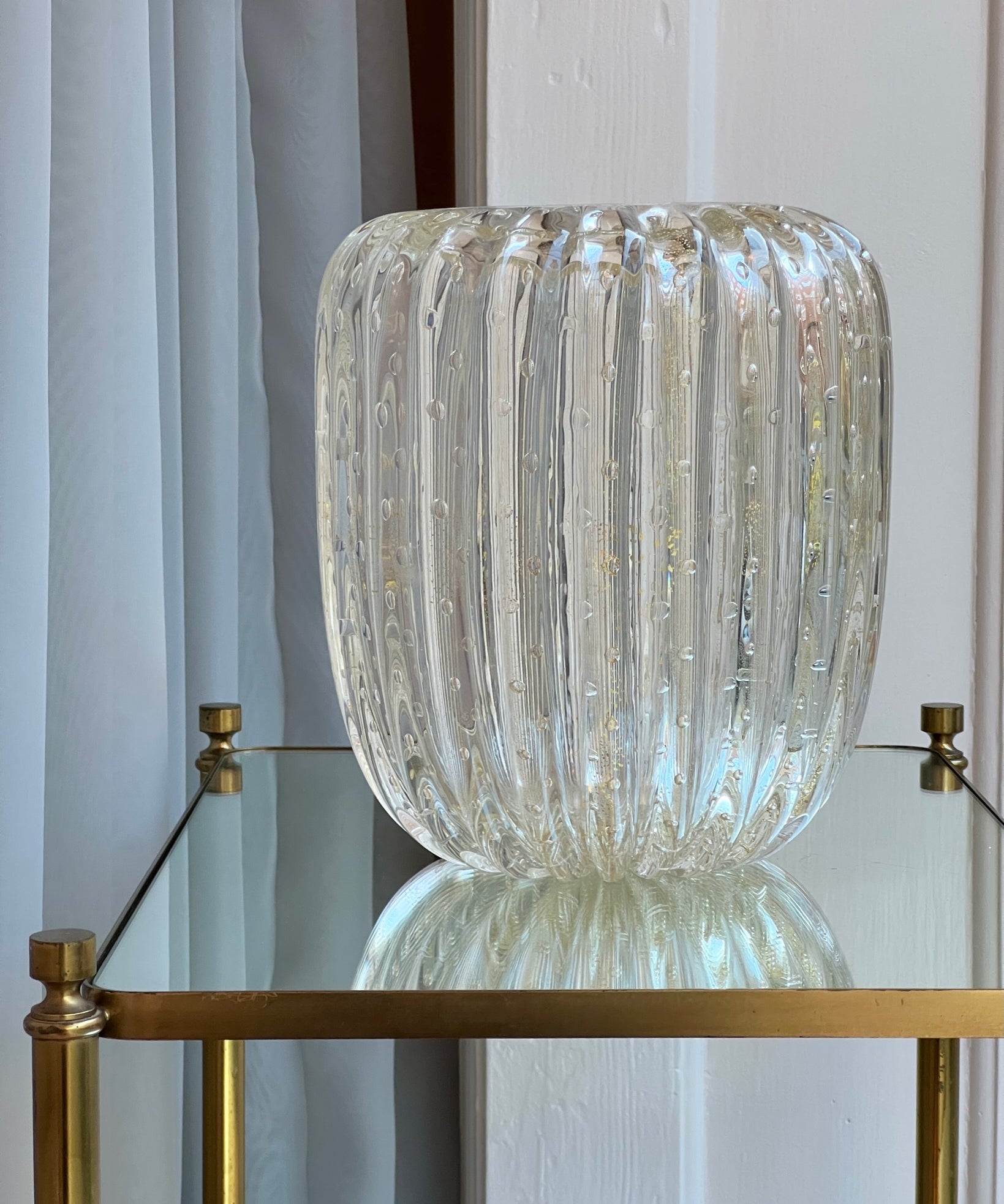 Large vintage clear/golden Murano vase