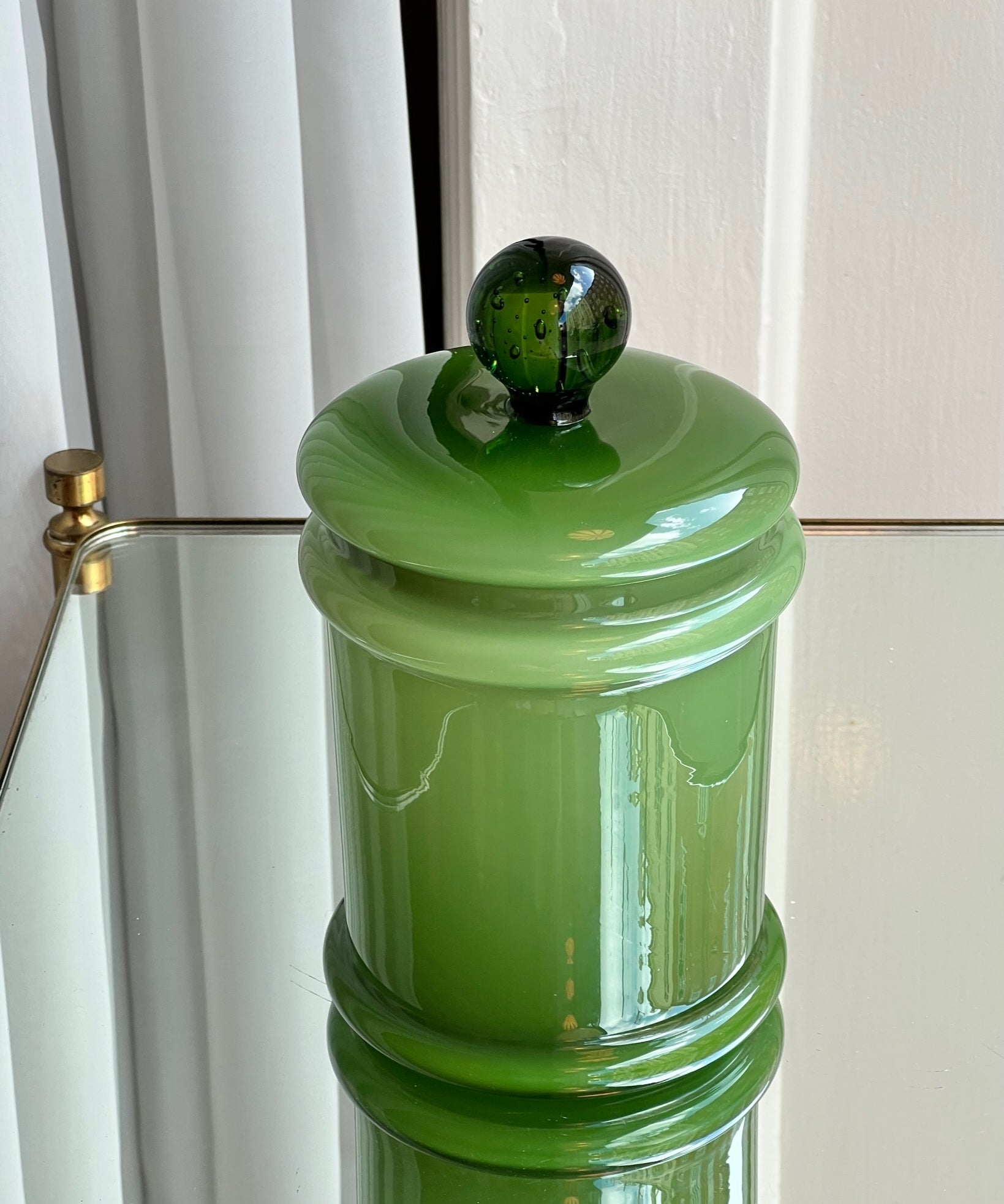 Vintage green Murano bonbonniere
