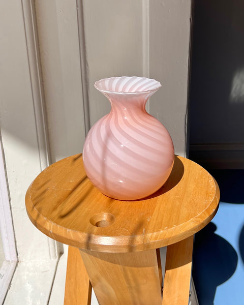 Vintage pink swirl Murano vase