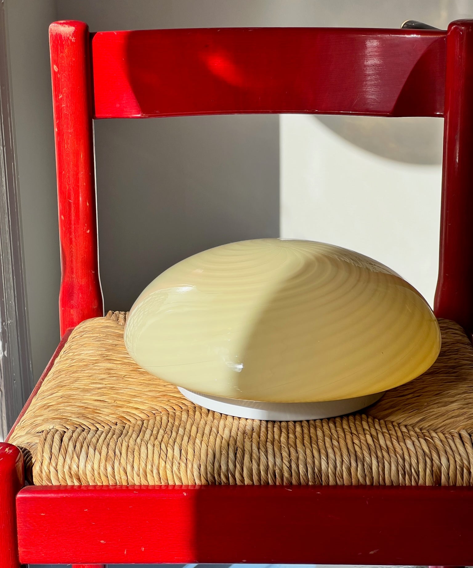 Vintage Murano yellow swirl ceiling/wall lamp (D30)