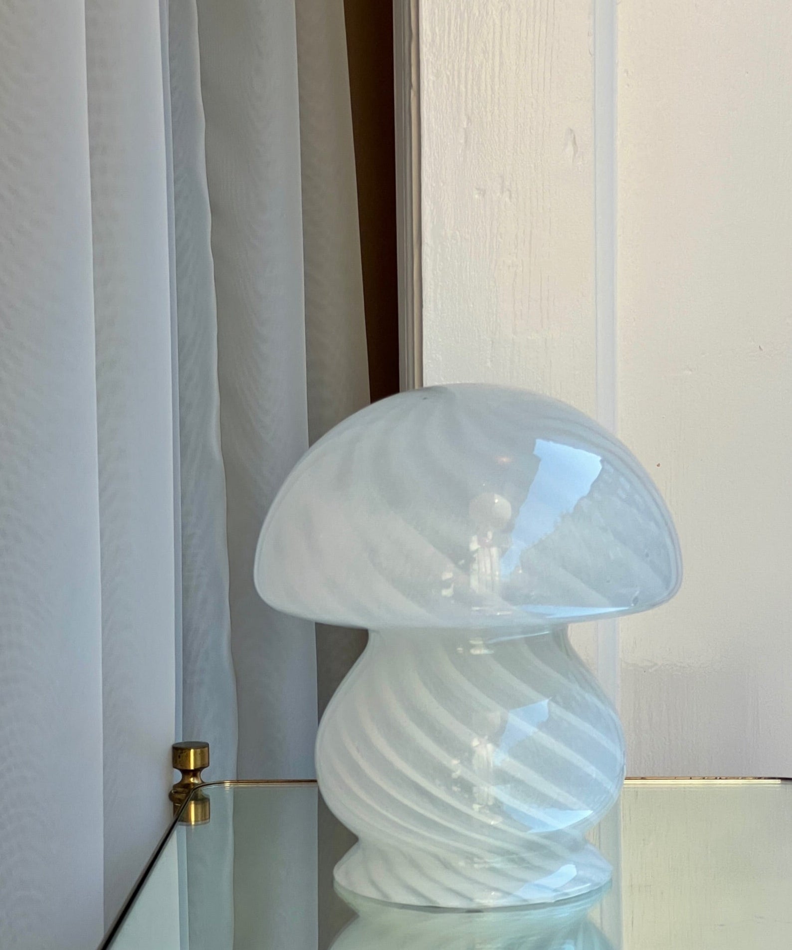 Vintage white Murano mushroom table lamp