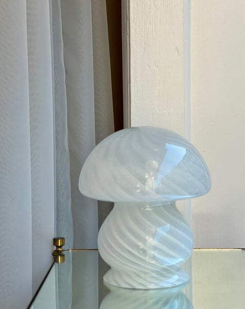 Vintage white Murano mushroom table lamp