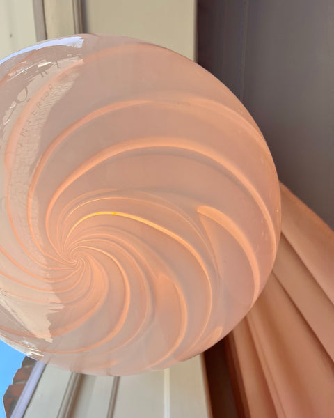 Vintage Murano oval light pink swirl ceiling lamp (D40)