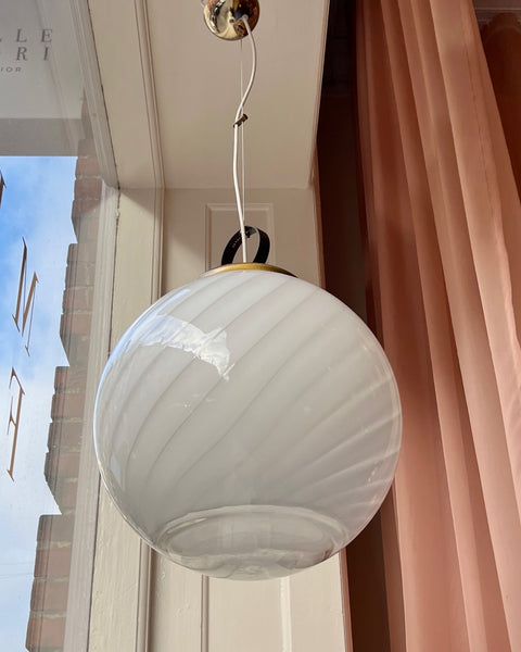 Vintage white swirl / clear Murano ceiling lamp (D40)