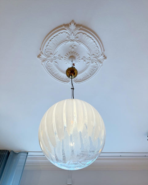 Vintage Murano white/clear Anemone ceiling lamp