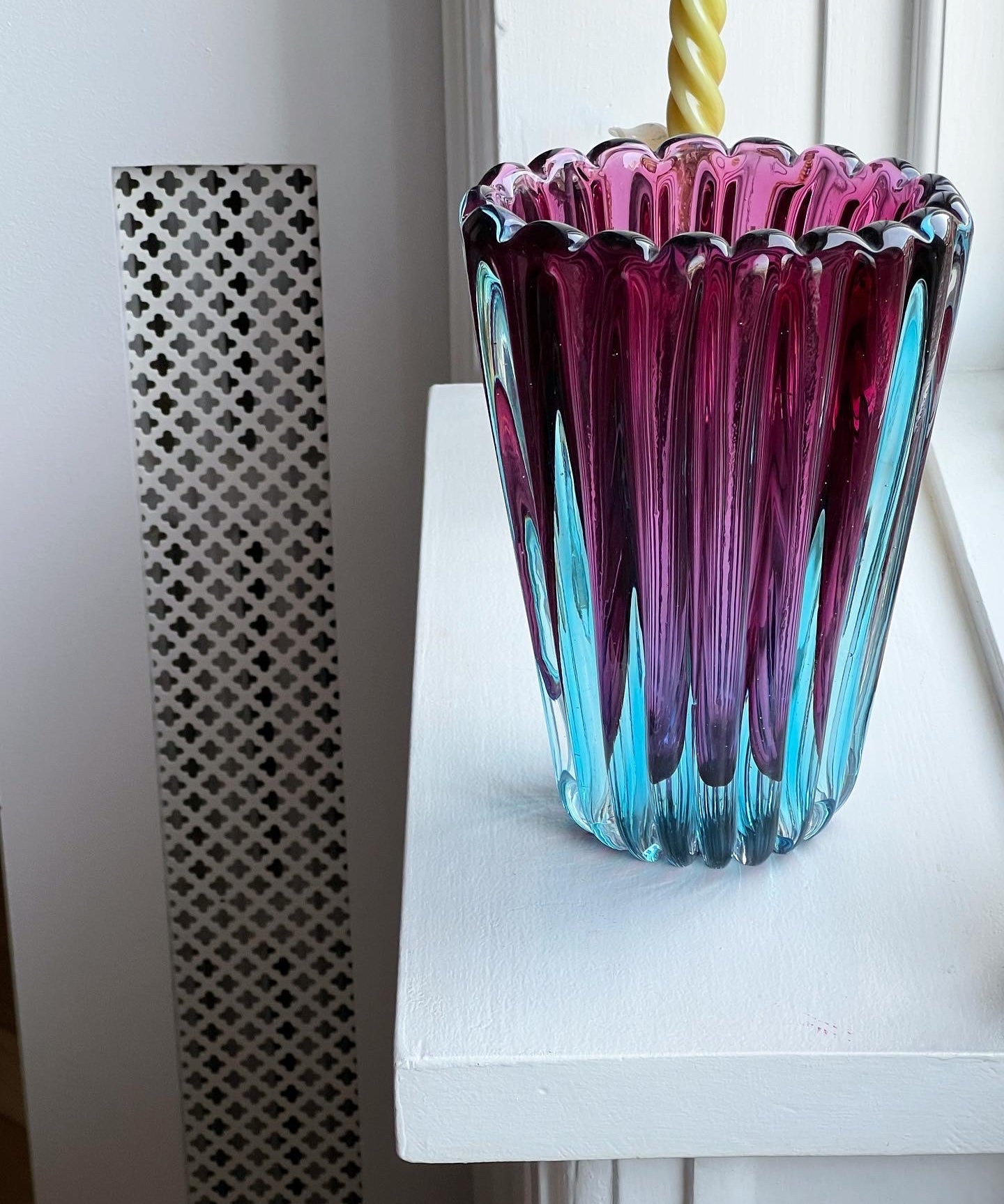Vintage turquoise/purple Murano vase