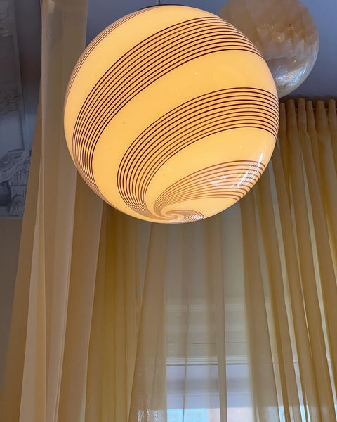 Vintage Murano cream/brown swirl ceiling lamp