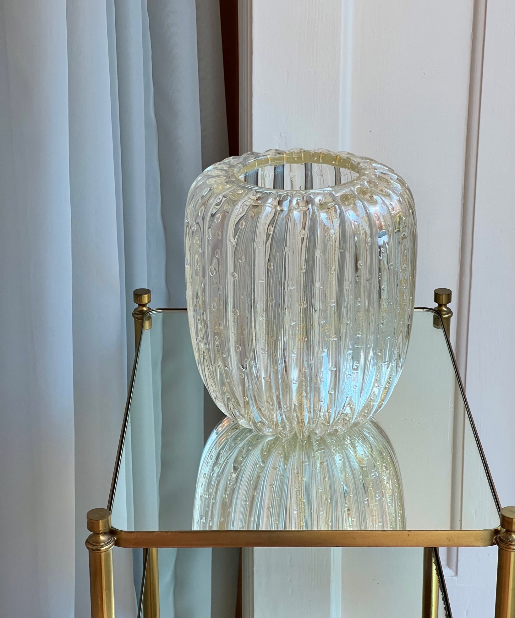 Large vintage clear/golden Murano vase