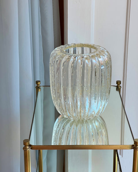 Large vintage clear/golden Murano vase