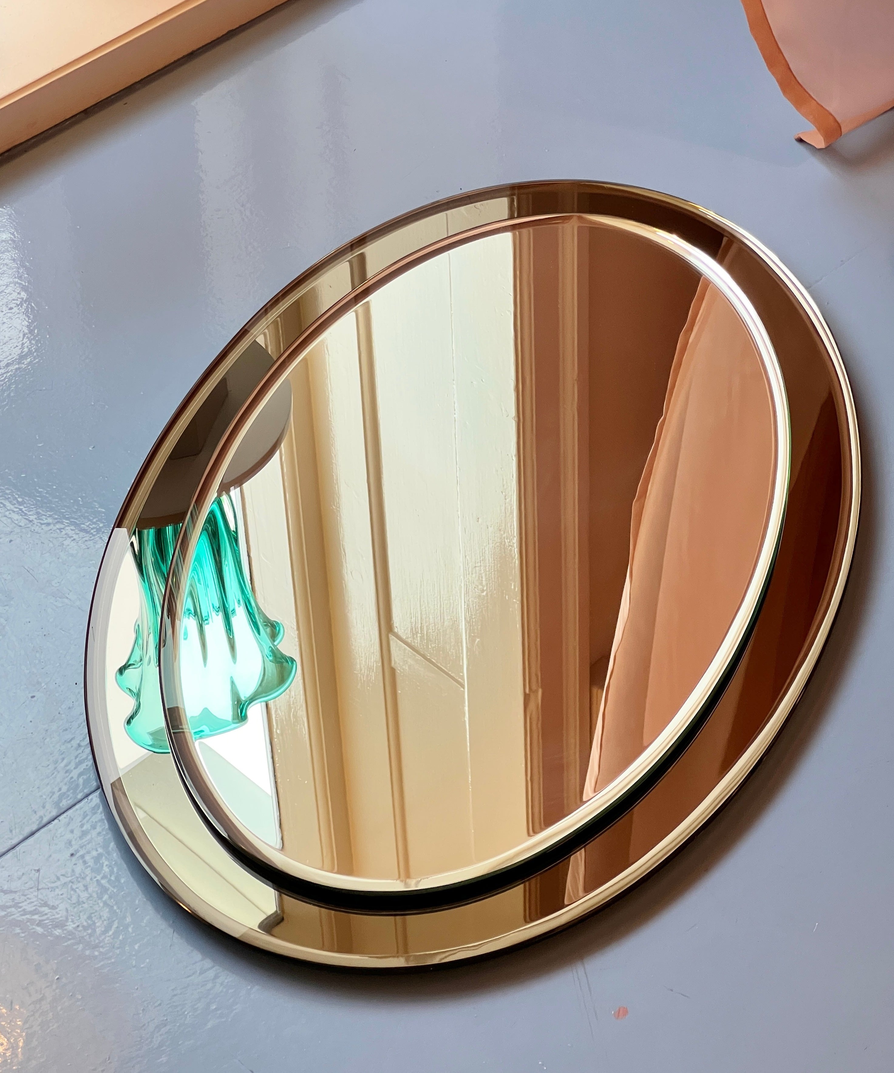 Vintage Italian mirror with golden brown mirror frame