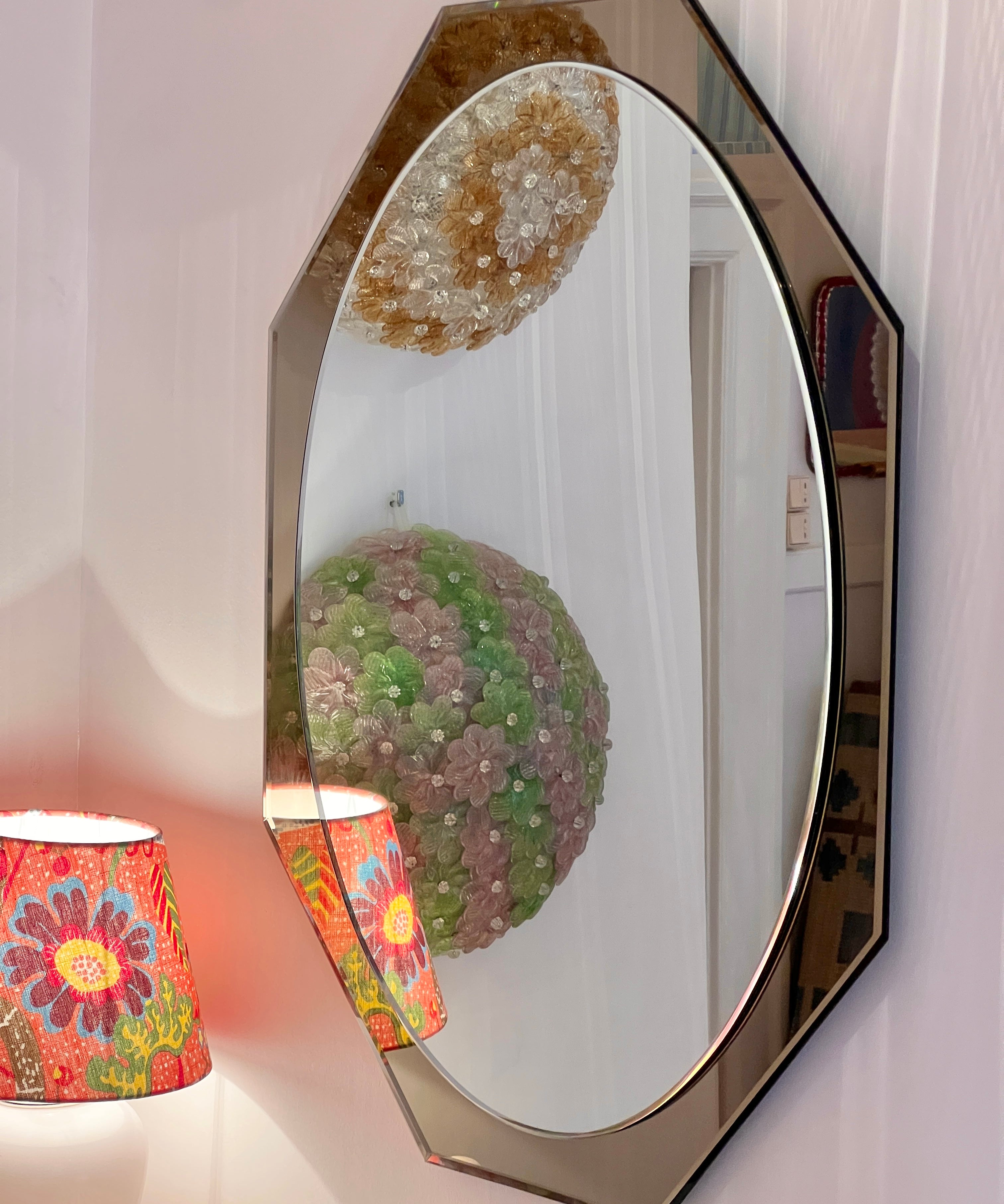 Vintage Italian mirror with brown mirror frame