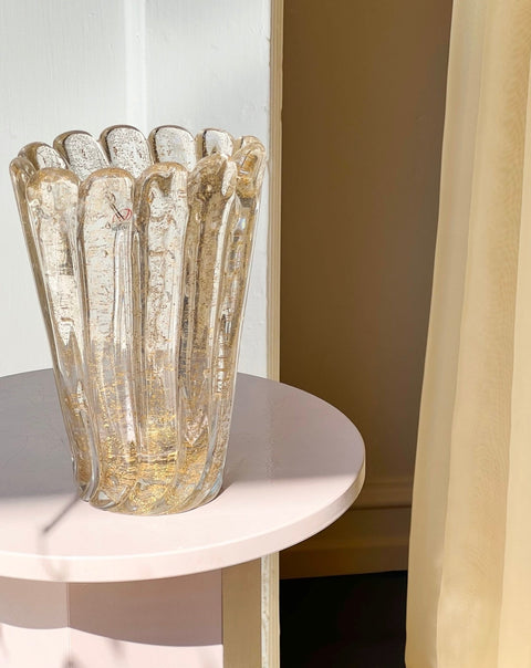 Vintage golden/clear Murano vase