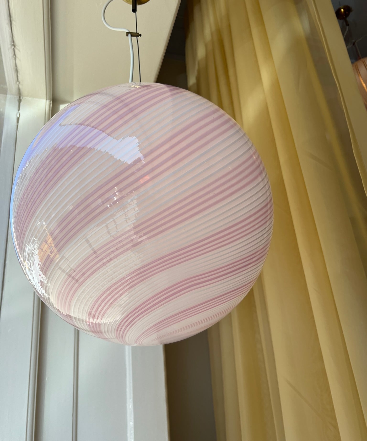Vintage Murano pink swirl ceiling lamp (D40)