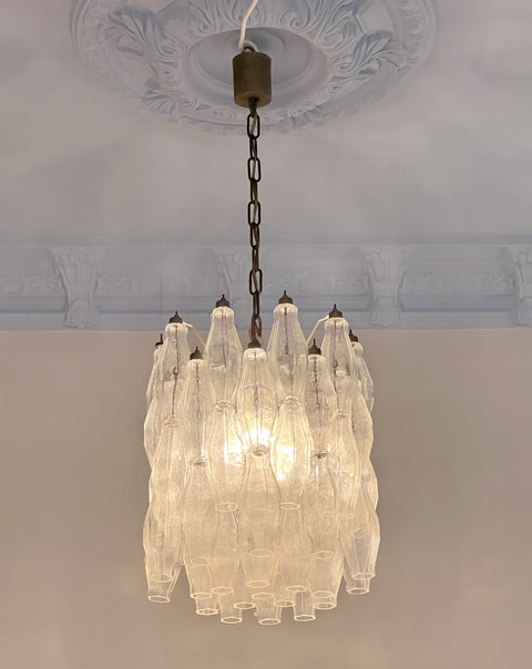 Vintage Carlo Scarpa clear Murano glass chandelier