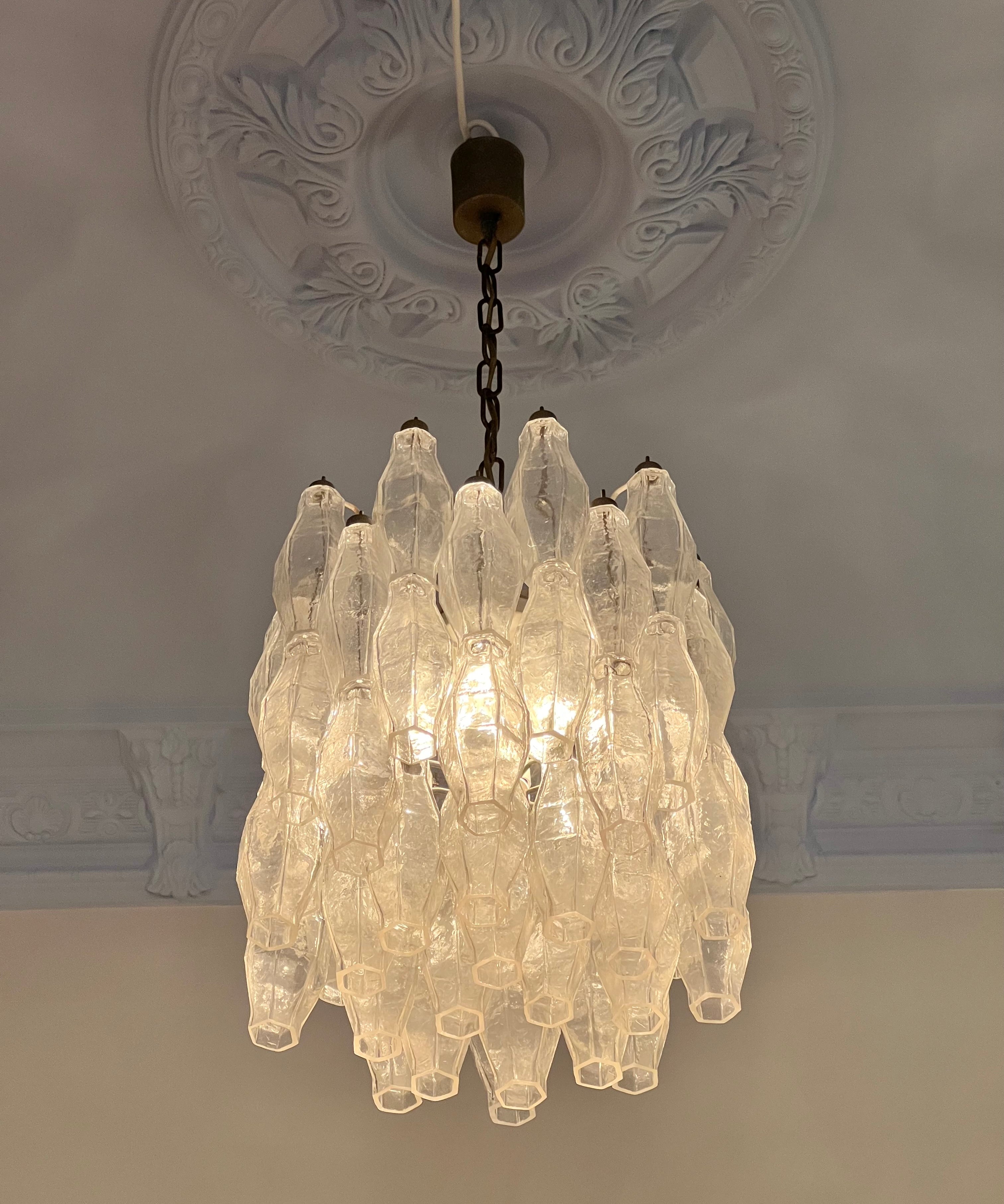 Vintage Carlo Scarpa clear Murano glass chandelier