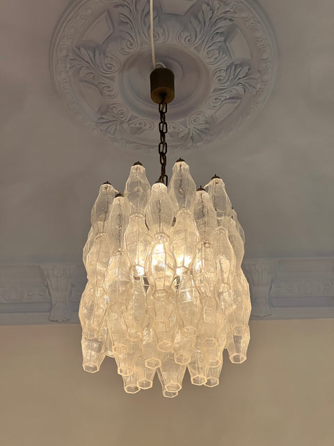 Vintage Carlo Scarpa clear Murano glass chandelier