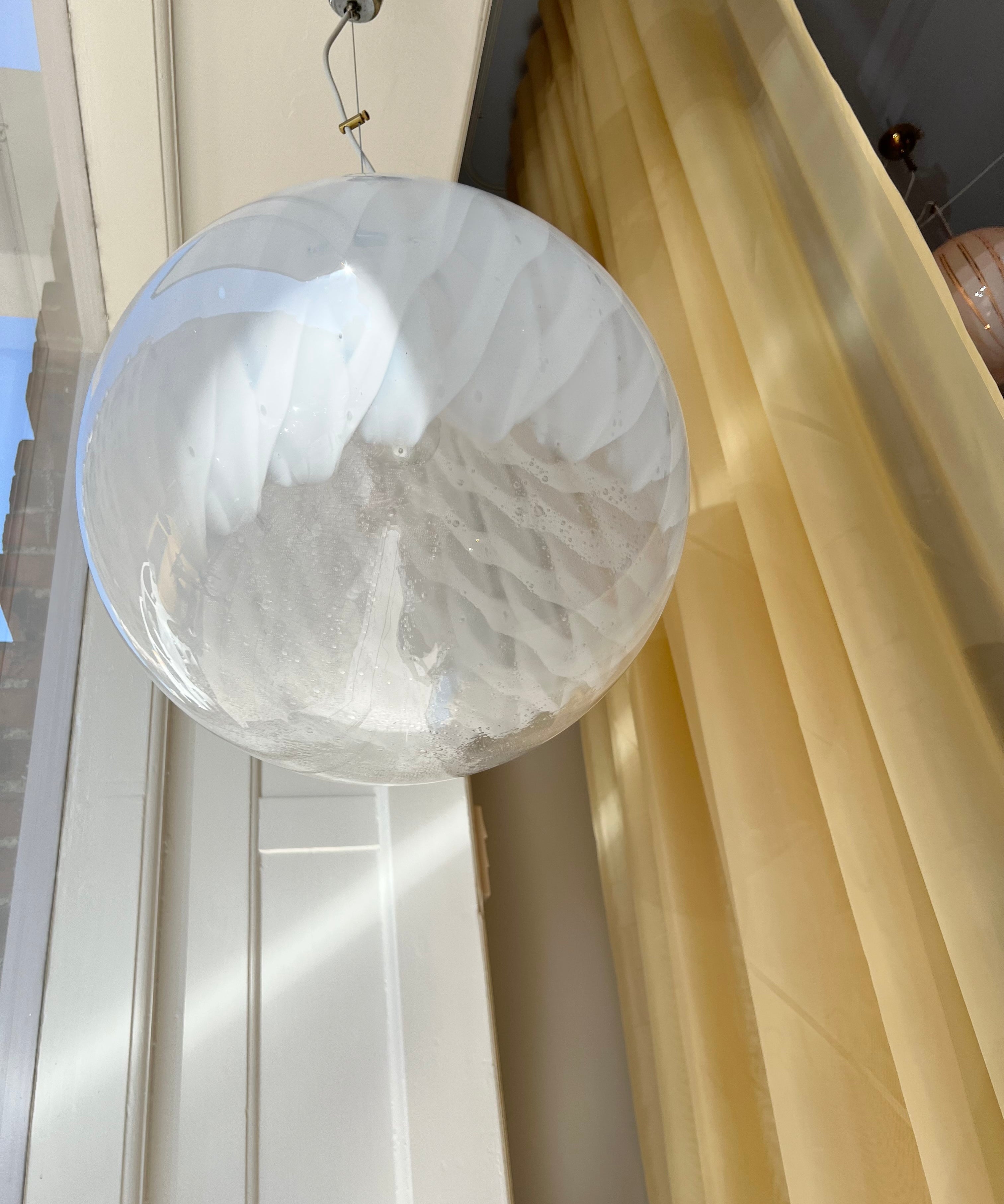 Vintage Murano white/clear Anemone ceiling lamp