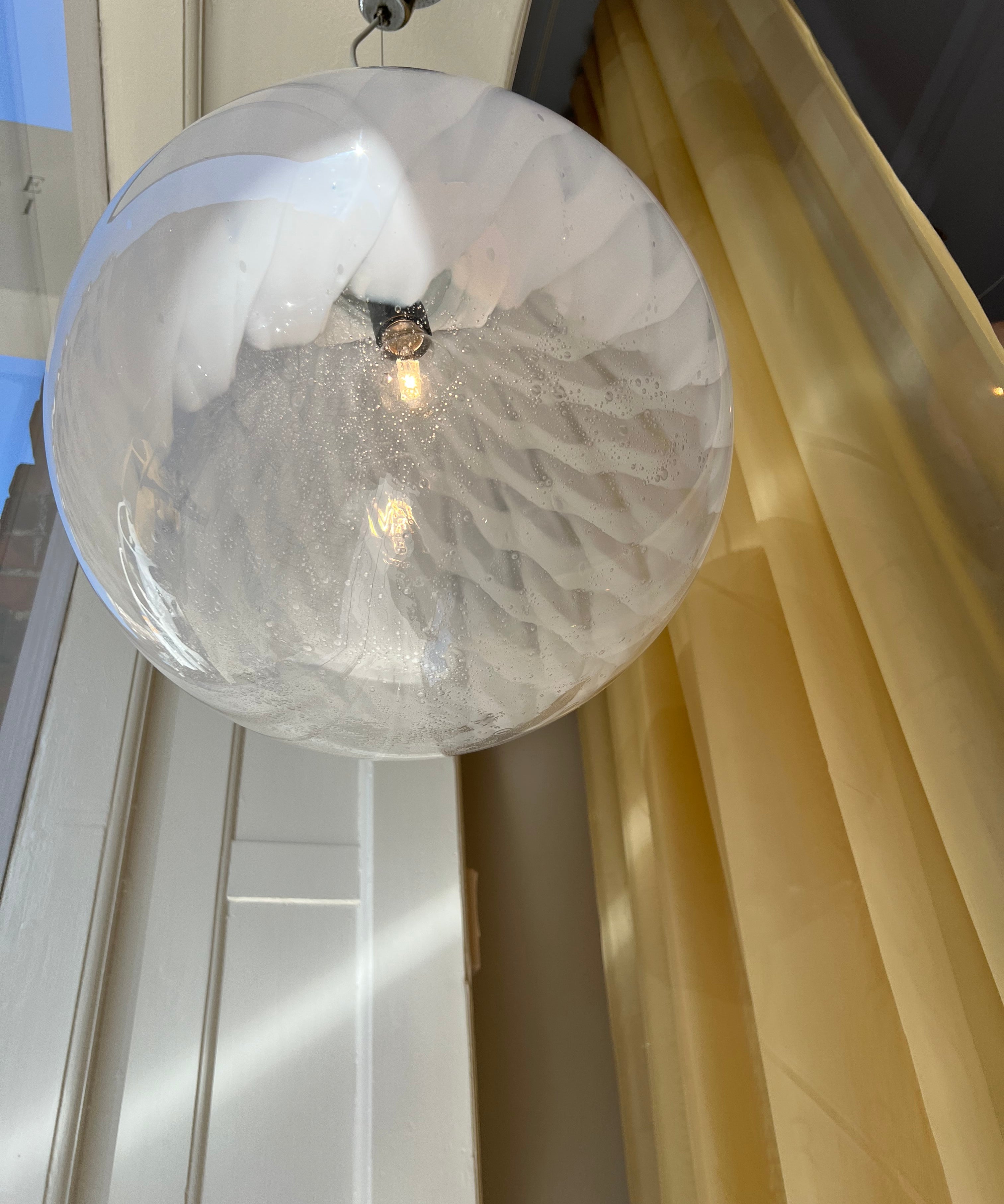 Vintage Murano white/clear Anemone ceiling lamp