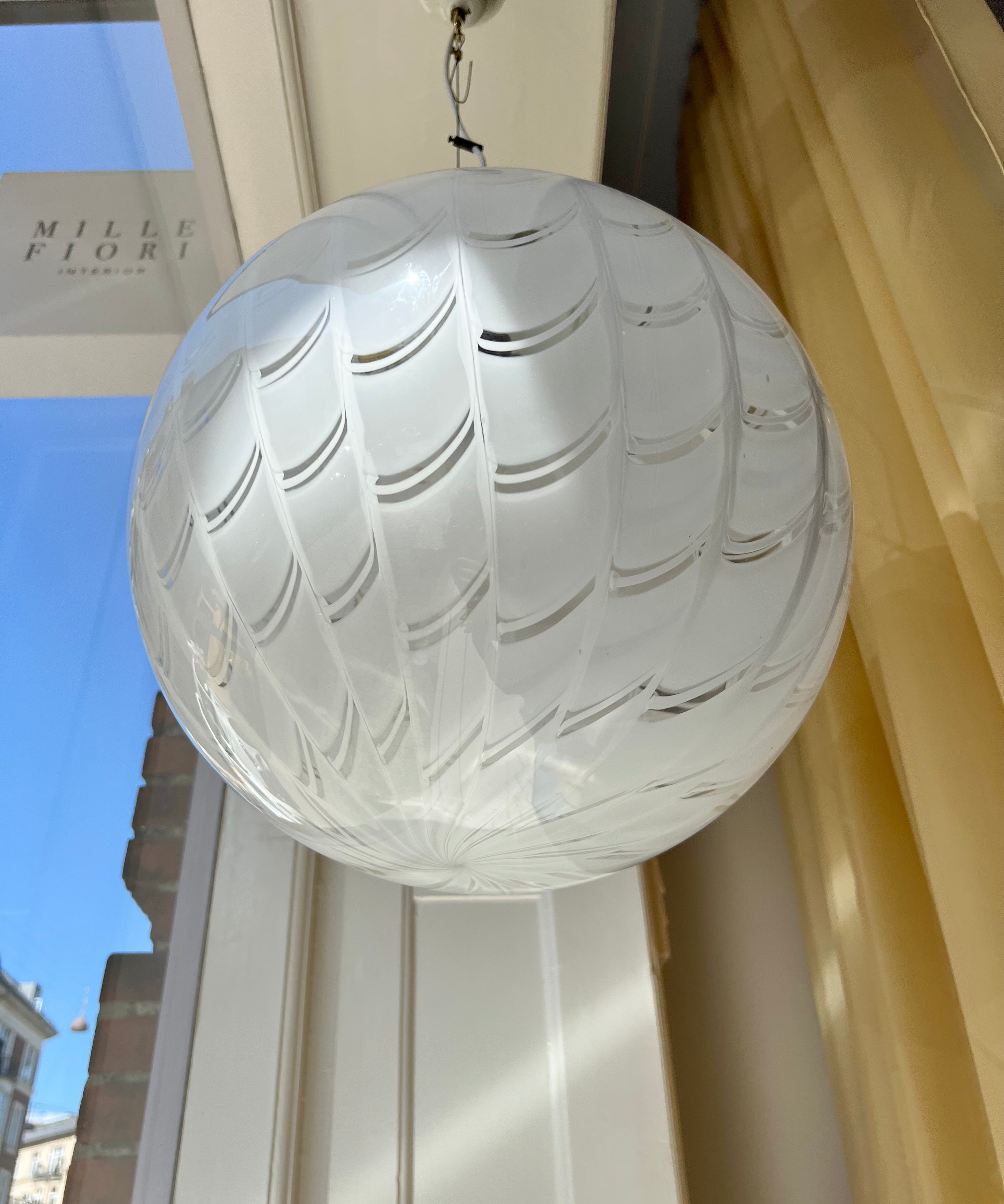 Vintage Murano white/transparent ceiling lamp (D40)