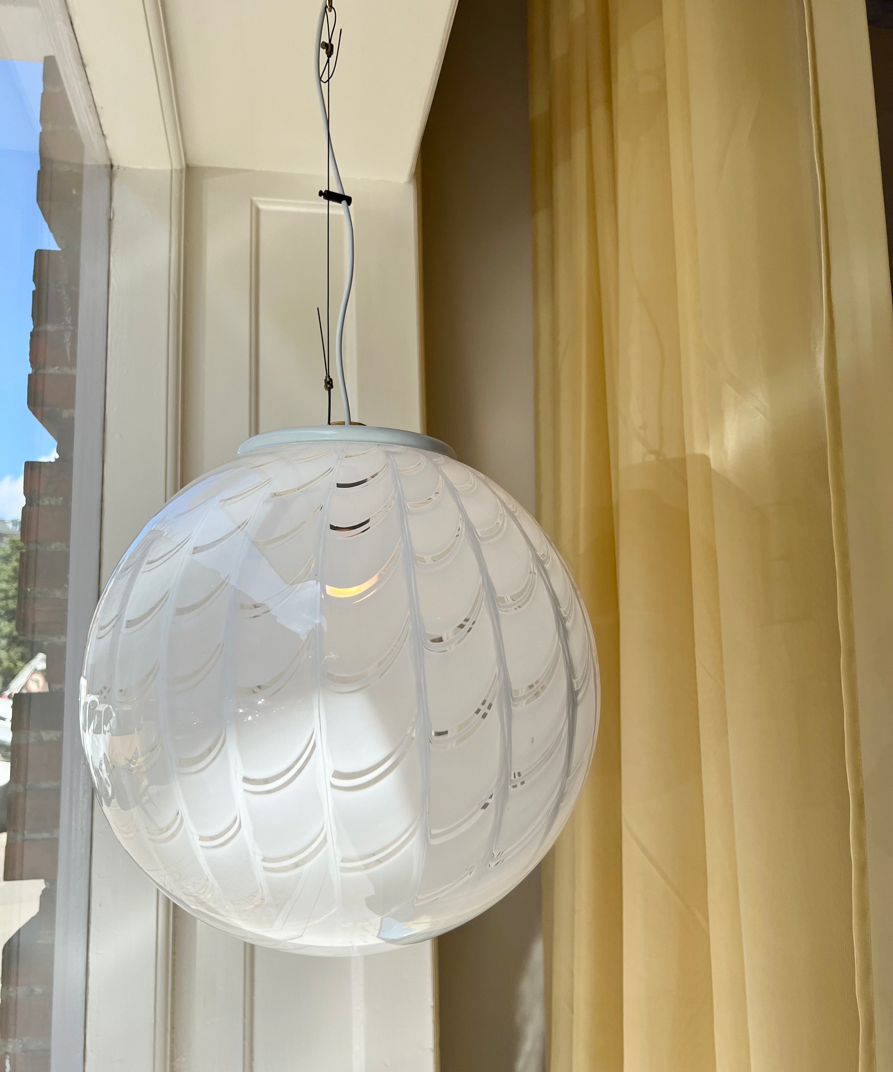 Vintage Murano white/transparent ceiling lamp (D40)