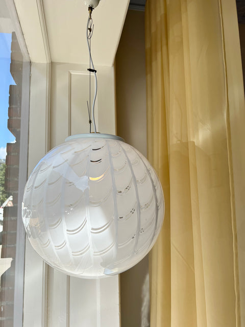 Vintage Murano white/transparent ceiling lamp (D40)