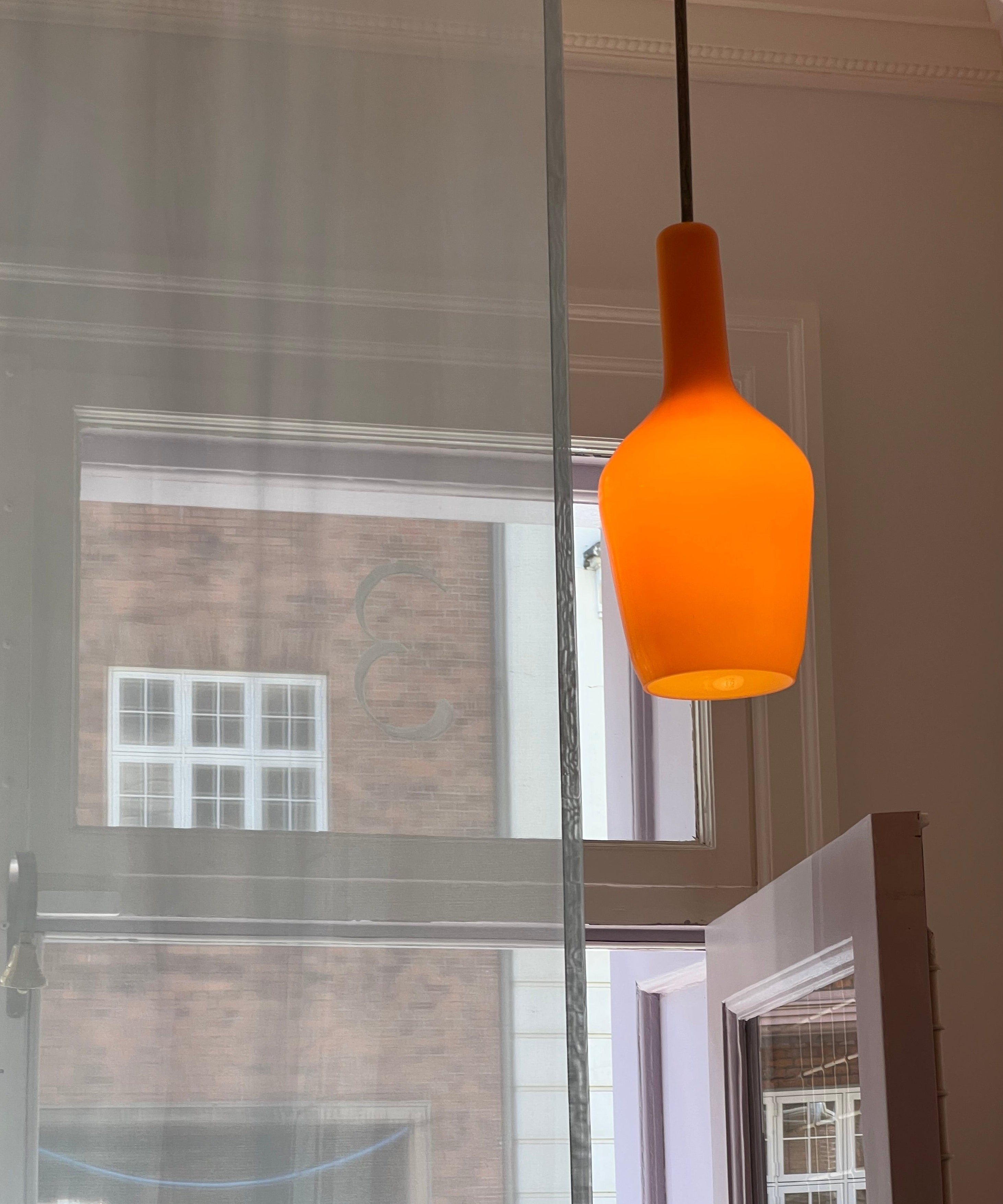 Vintage Massimo Vignelli orange ceiling lamp