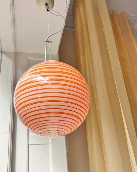 Vintage Murano orange/red swirl ceiling lamp