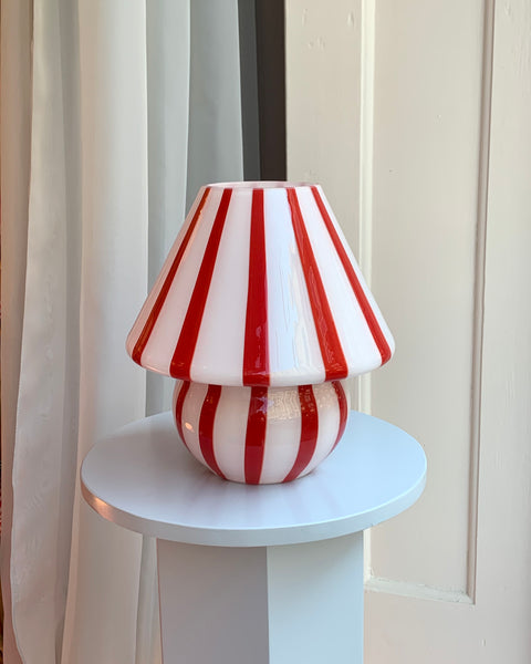 Mushroom table lamp - Red vertical stripes