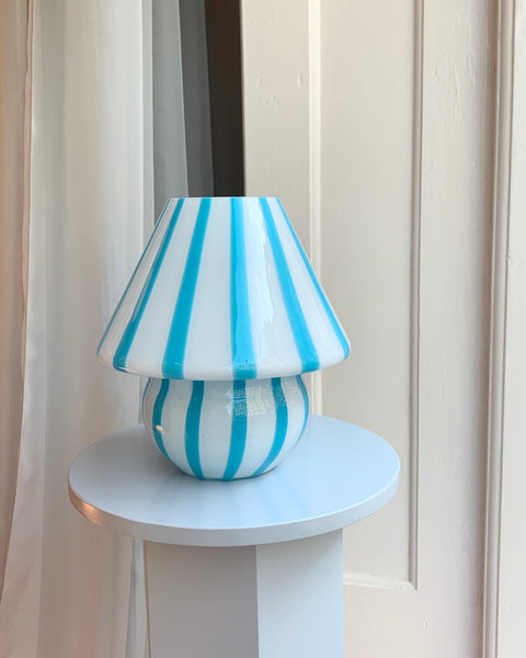 Mushroom table lamp - Blue vertical stripes
