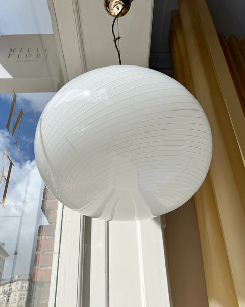 Vintage oval Murano white/light cream ceiling lamp (D45)