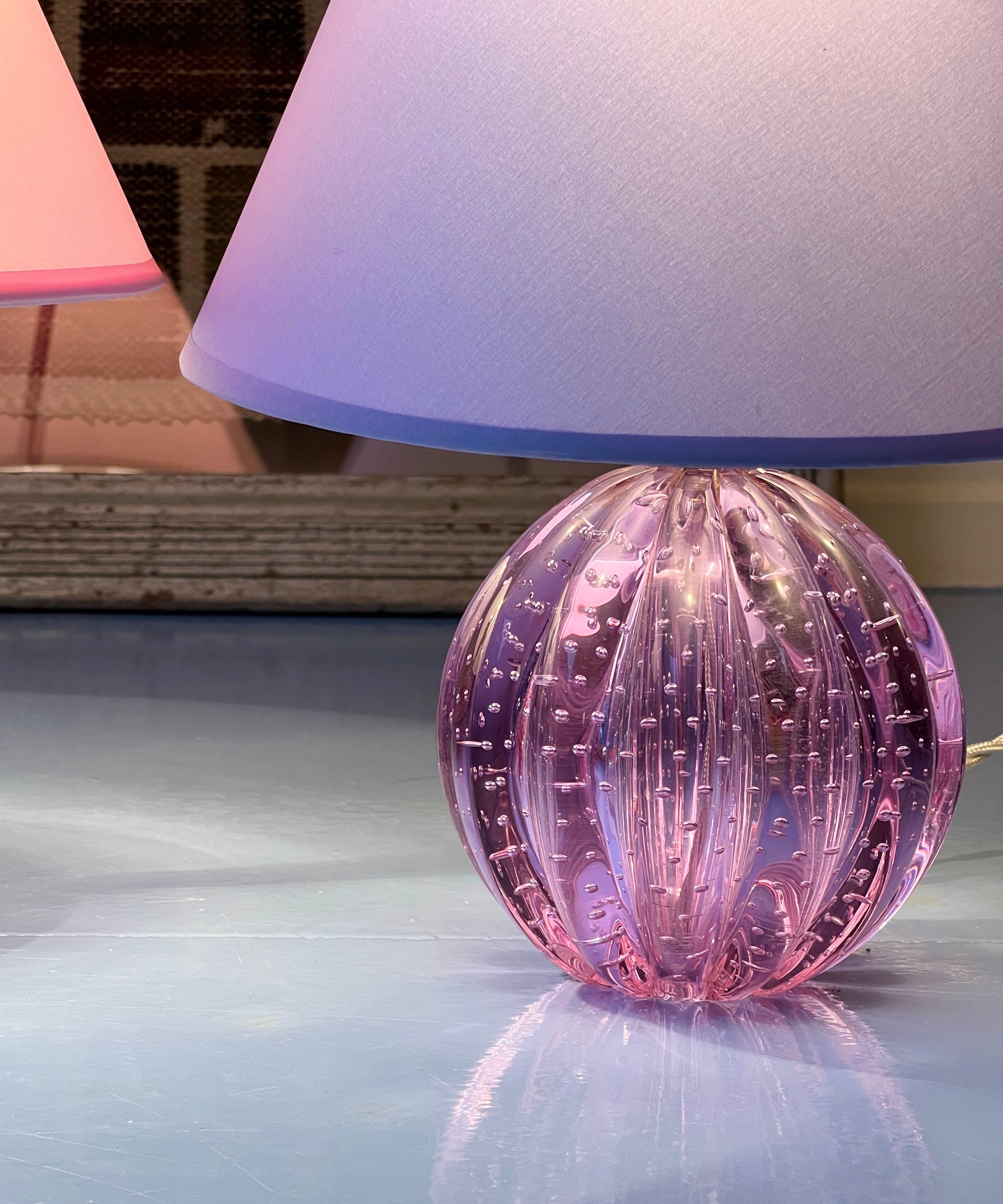 Vintage purple Murano table lamp