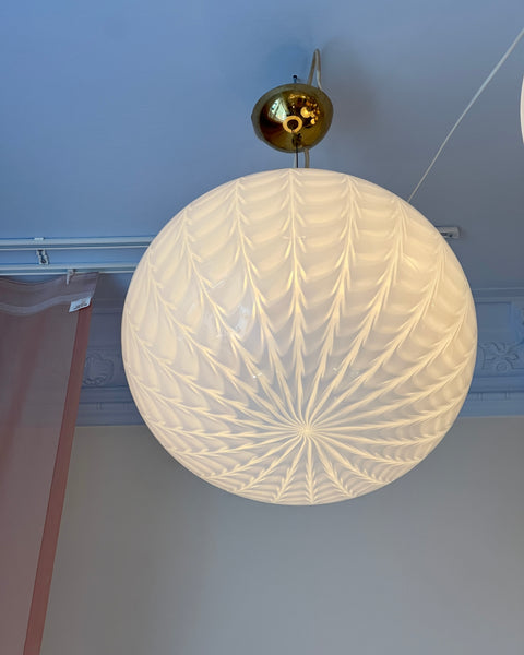 Vintage Murano white pattern oval ceiling lamp (D40)