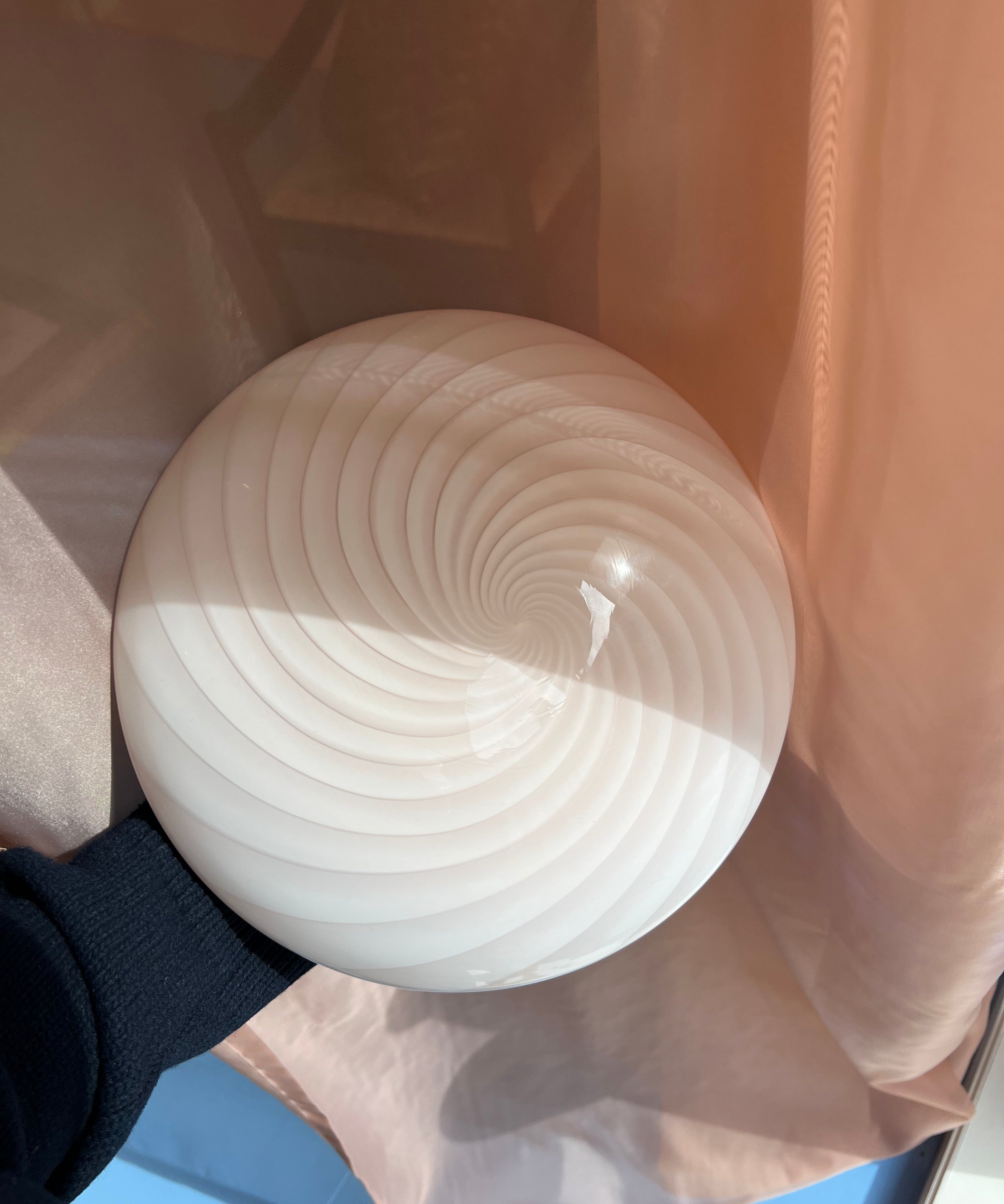 Vintage Murano light pink swirl ceiling/wall lamp