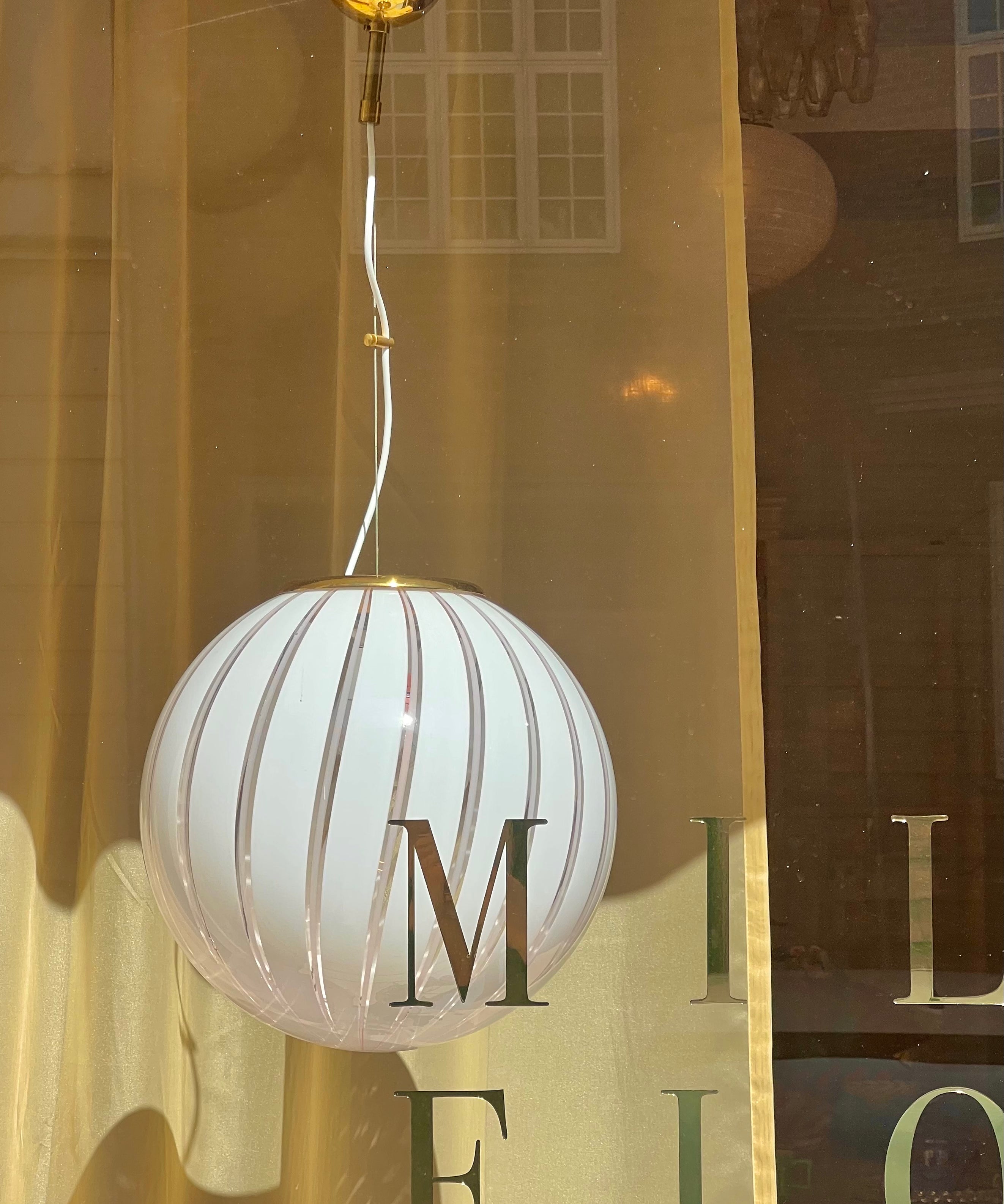 Vintage Murano light pink/white ceiling lamp