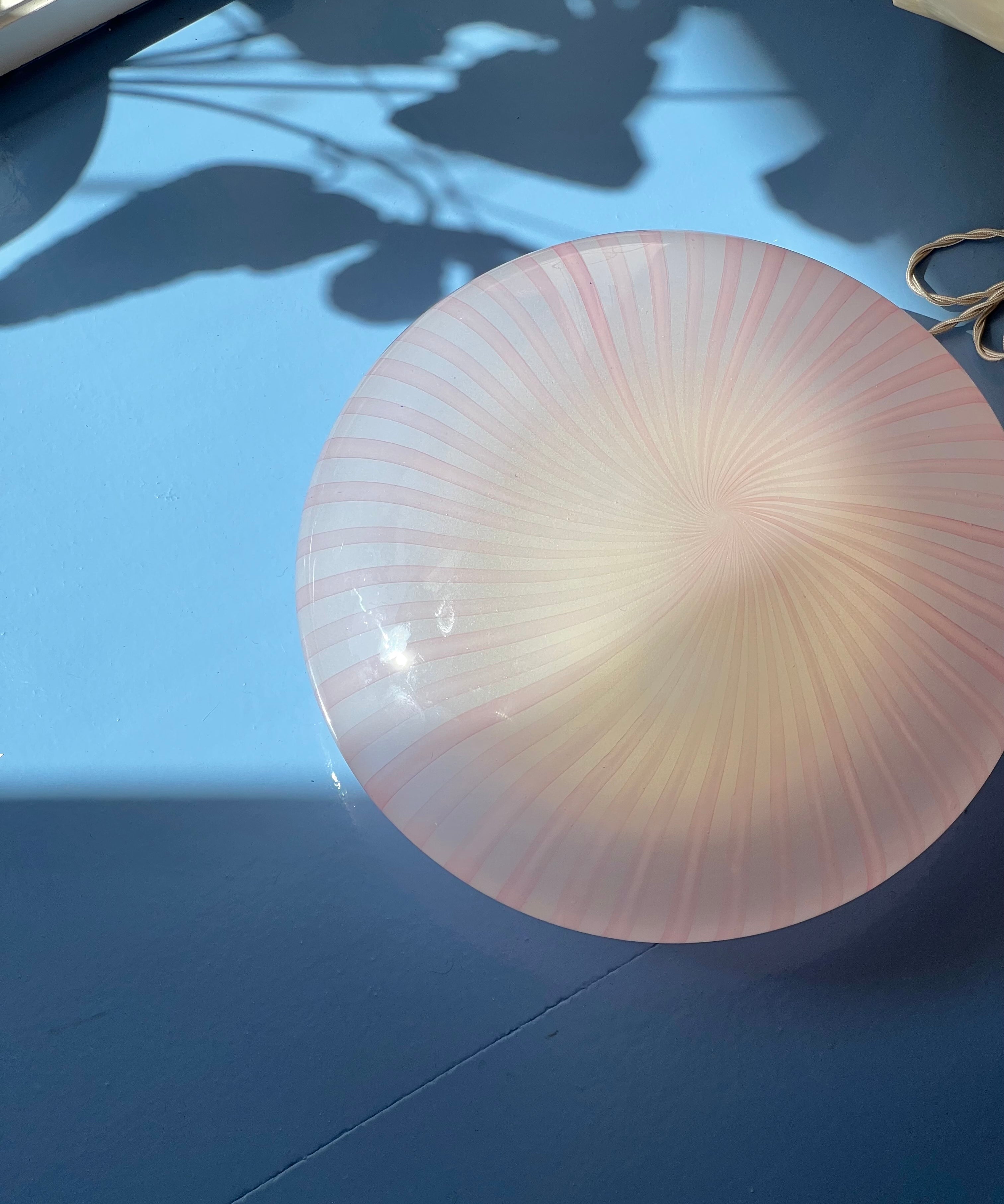 Vintage Murano pink spiral ceiling/wall lamp