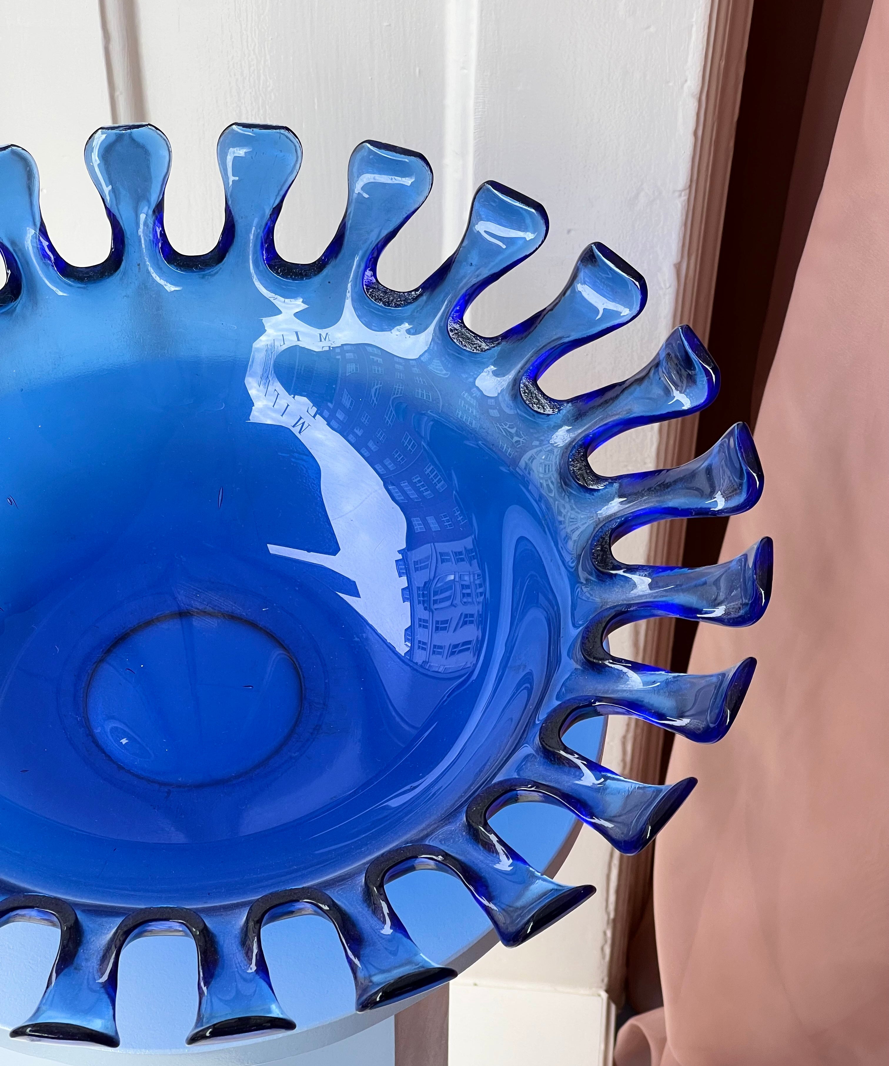 Large vintage blue Murano bowl
