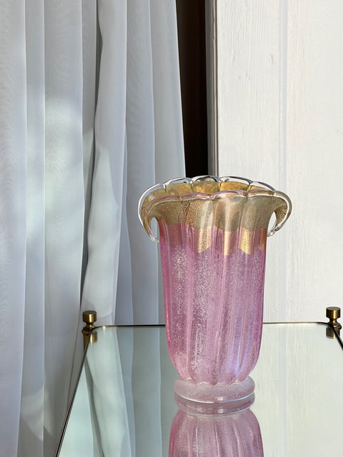 Vintage pink/golden Murano vase
