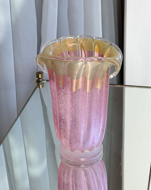 Vintage pink/golden Murano vase